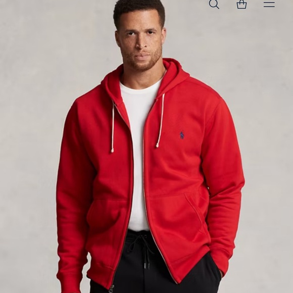 Polo Ralph Lauren Mens Red Zip up Hoodie size Medium - Picture 12 of 13